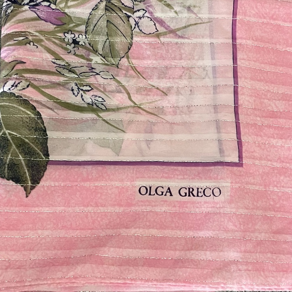 Vintage Olga Greco Pink Floral Scarf